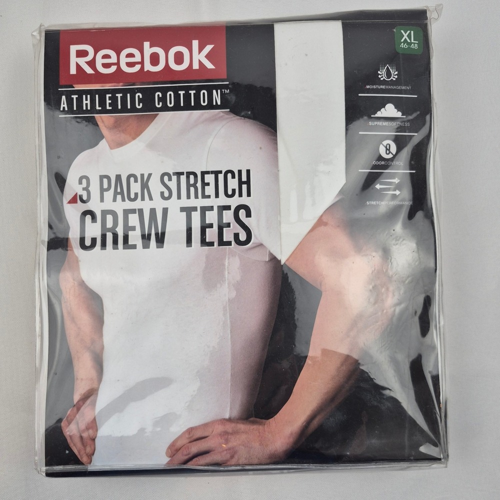 Reebok Men's XL 3 Pack Athletic Cotton Stretch‎ Crew Neck T-Shirts NIB 2015